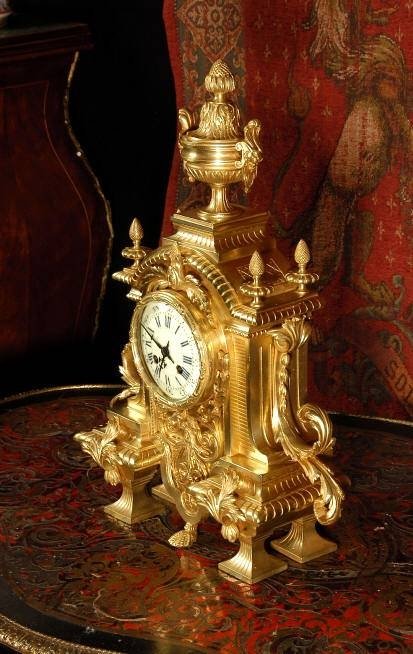 fig 2. Japy Freres Large and Stunning Louis XVI Style Brass Clock. French - Circa 1870.